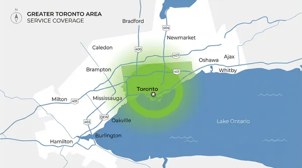 Siding service area map - Toronto and the Greater Toronto Area